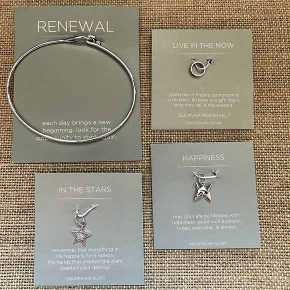 CORE™ Origami Owl 7.25” Polished Silver teardrop bangle with 3 mementos - Picture 2 of 6